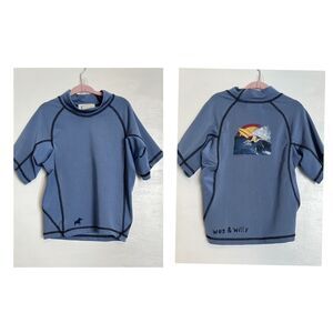 Wes & Willy Toddler Boys Blue Rash Guard Half Sleeve Surf Swim Summer Beach 4T